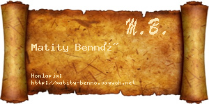 Matity Bennó névjegykártya